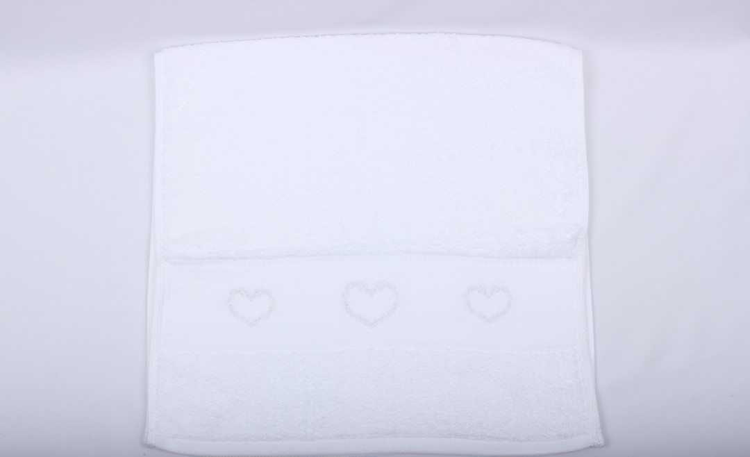 Heart design embroidered hand towel. Code: HT-HEA image 0